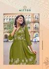Angoori By Mittoo Rayon Thread Work Designer Kurtis Wholesale Price In Surat